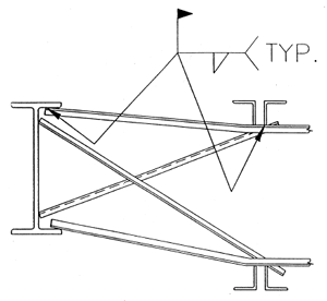 Horizontal bridging terminus at structural shape with optional x-bridging